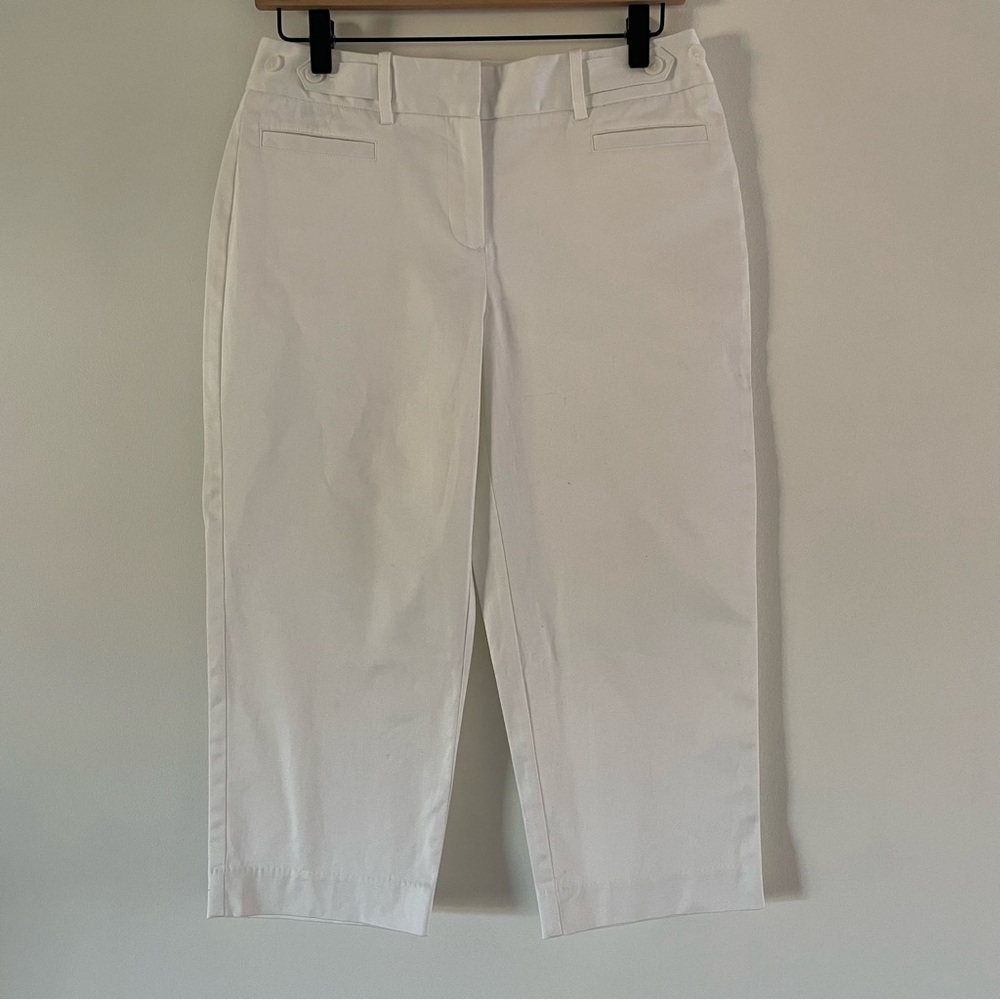 Summer Capris Dress Pants White 97% Cotton George Women’s 4